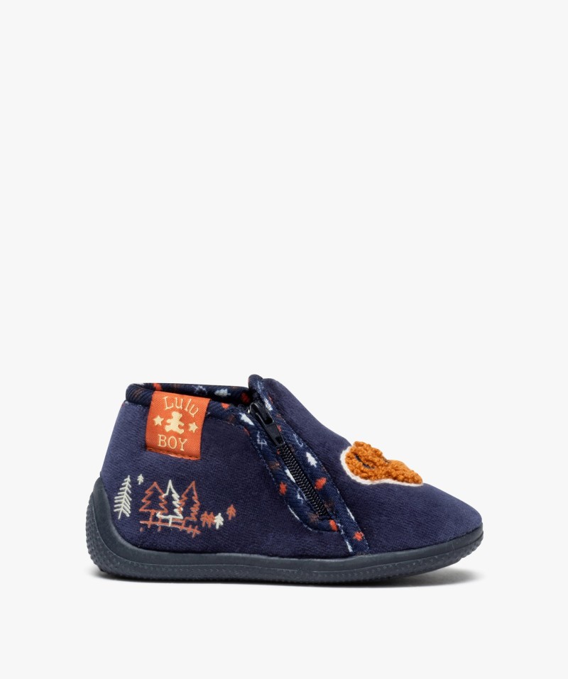 Chaussons bébé garçon doux à zip - Lulu Castagnette